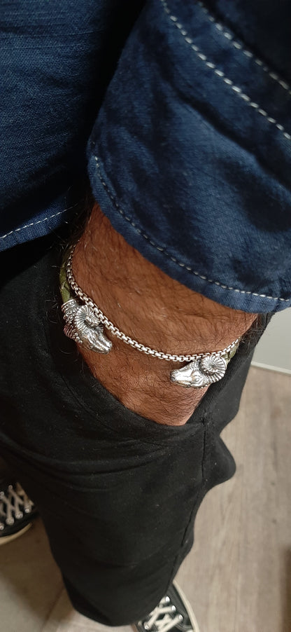 Bracelet with Ram Heads – Sterling Silver 925