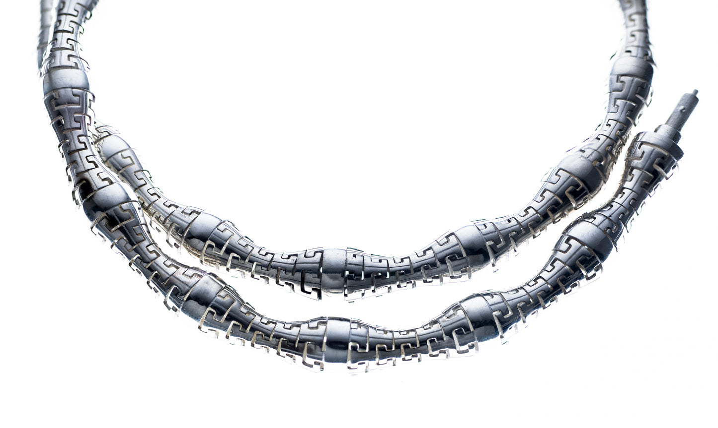 Sterling Silver  Geometric Textured Chain