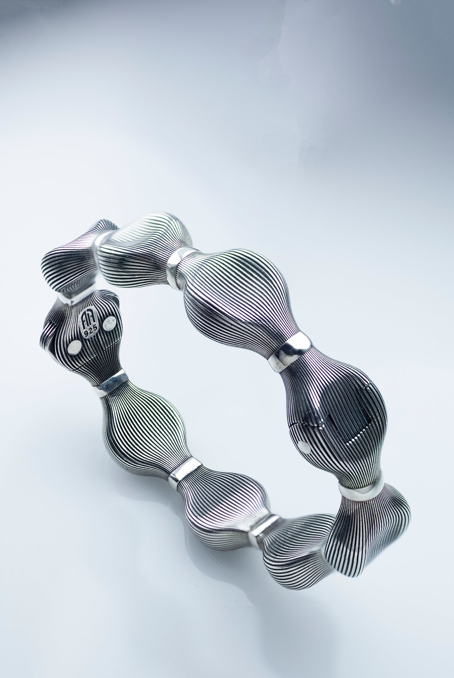 Handmade Sterling Silver Textured Link Bracelet | Modern 925 Jewelry