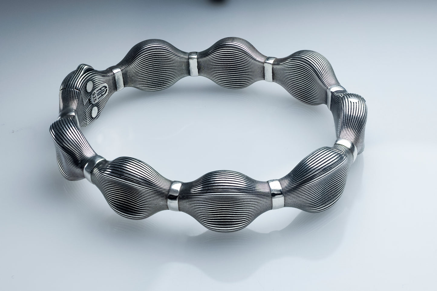 Handmade Sterling Silver Textured Link Bracelet | Modern 925 Jewelry