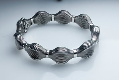 Handmade Sterling Silver Textured Link Bracelet | Modern 925 Jewelry