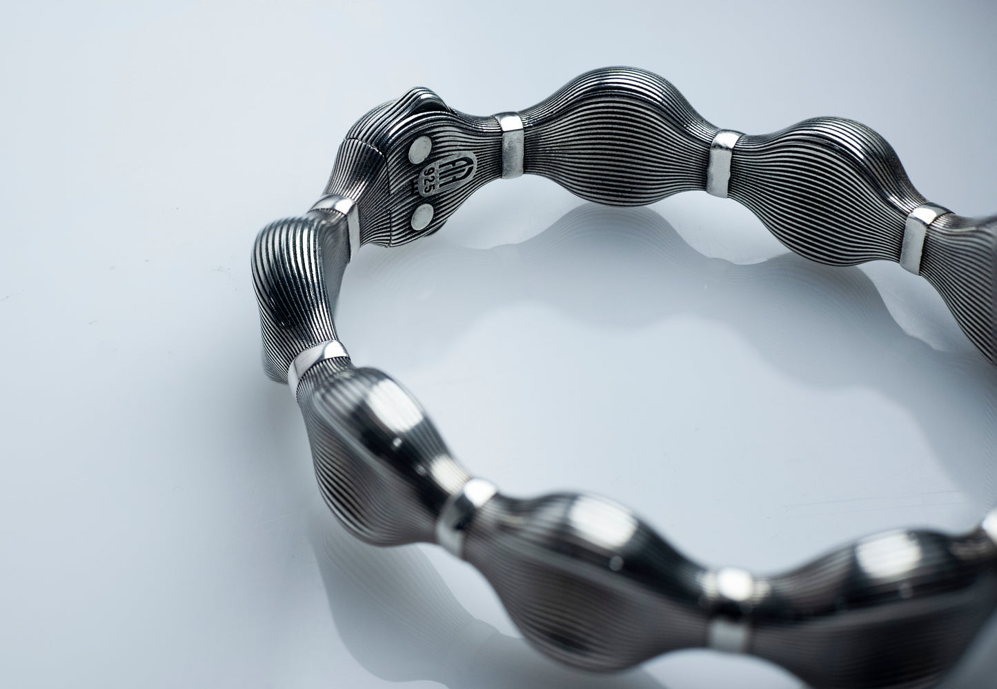 Handmade Sterling Silver Textured Link Bracelet | Modern 925 Jewelry