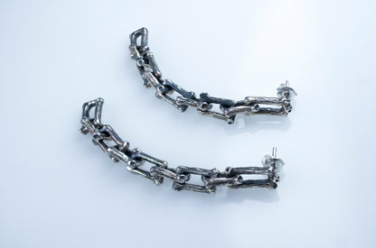 Sterling silver branch chain earrings