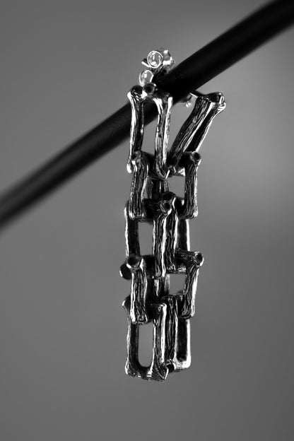 Sterling silver branch chain earrings