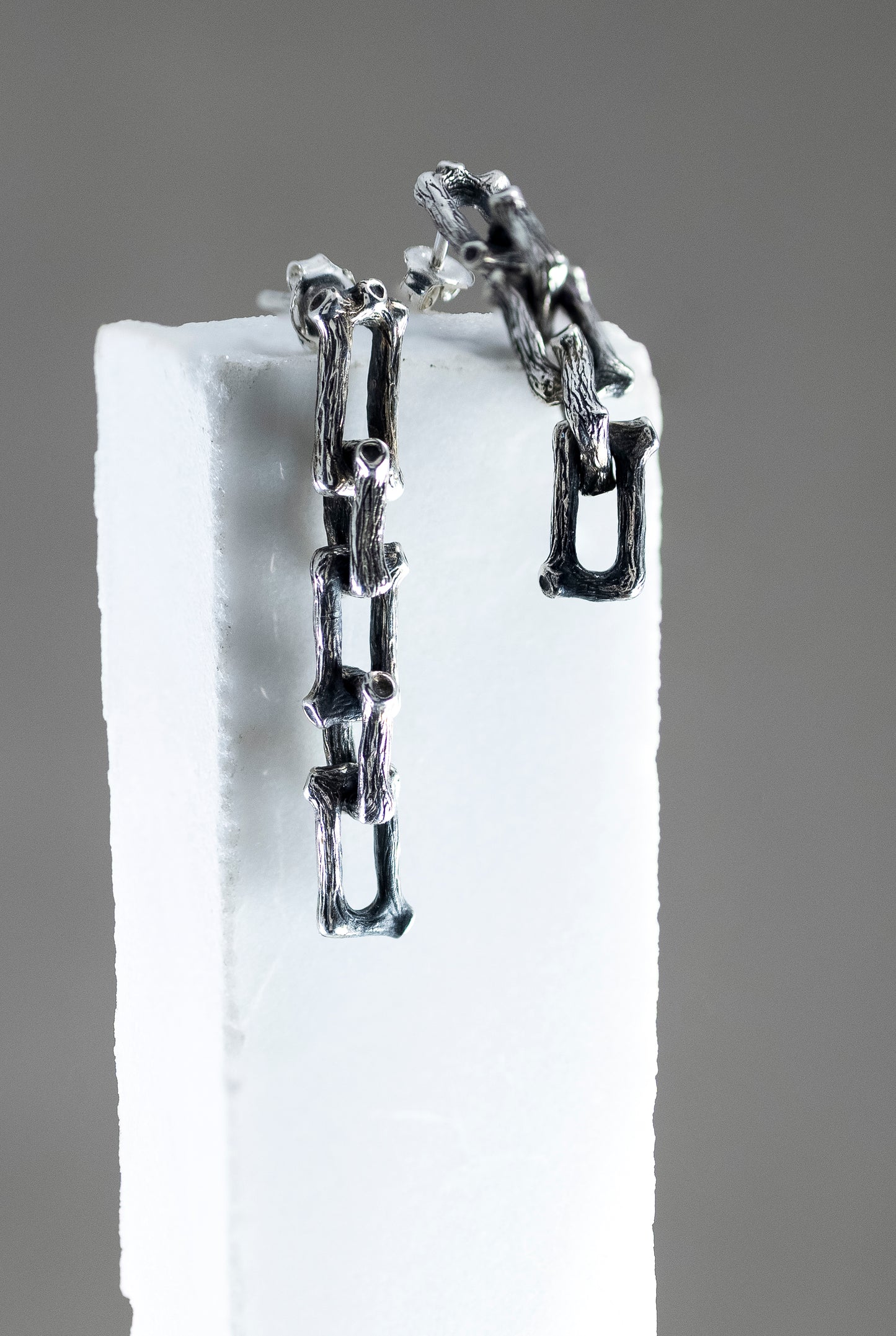 Sterling silver branch chain earrings
