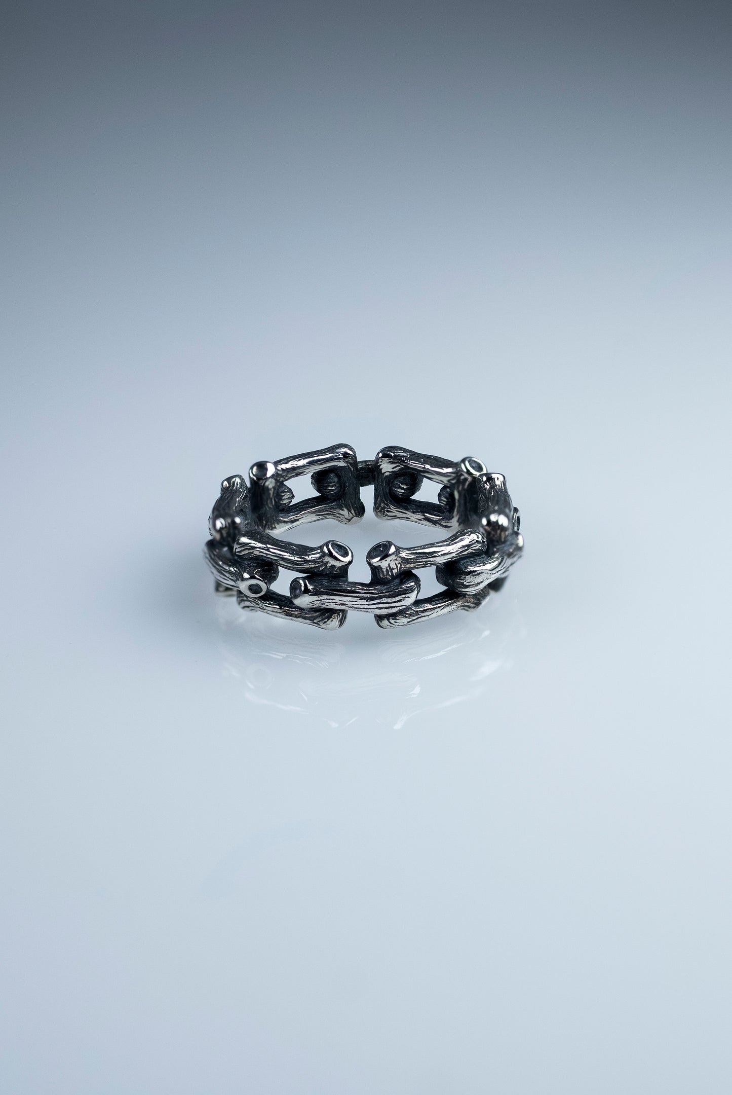 Sterling silver branch chain ring