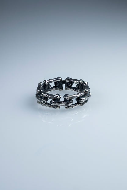 Sterling silver branch chain ring