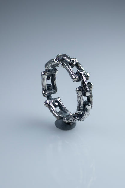 Sterling silver branch chain ring