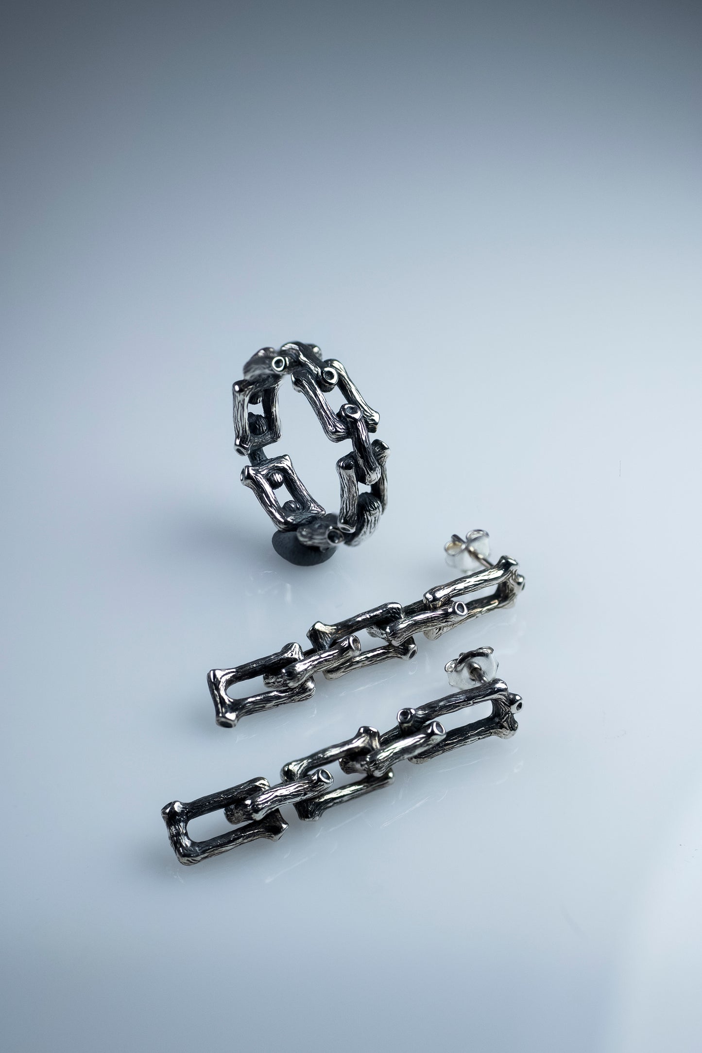 Sterling silver branch chain ring