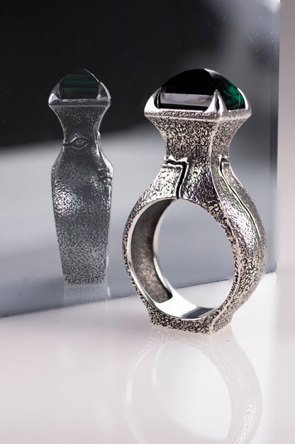 Handcrafted Sterling Silver Face Ring