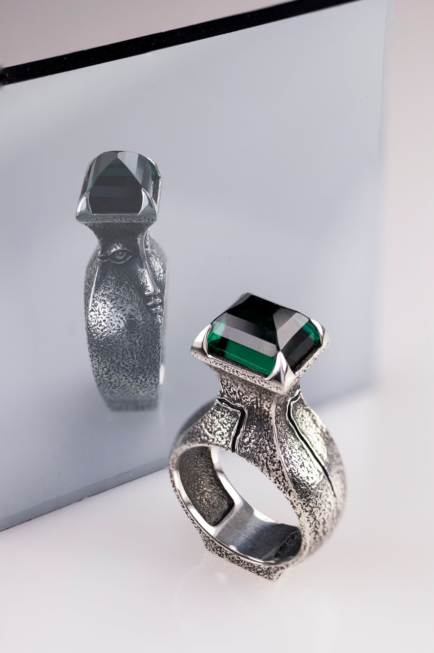 Handcrafted Sterling Silver Face Ring
