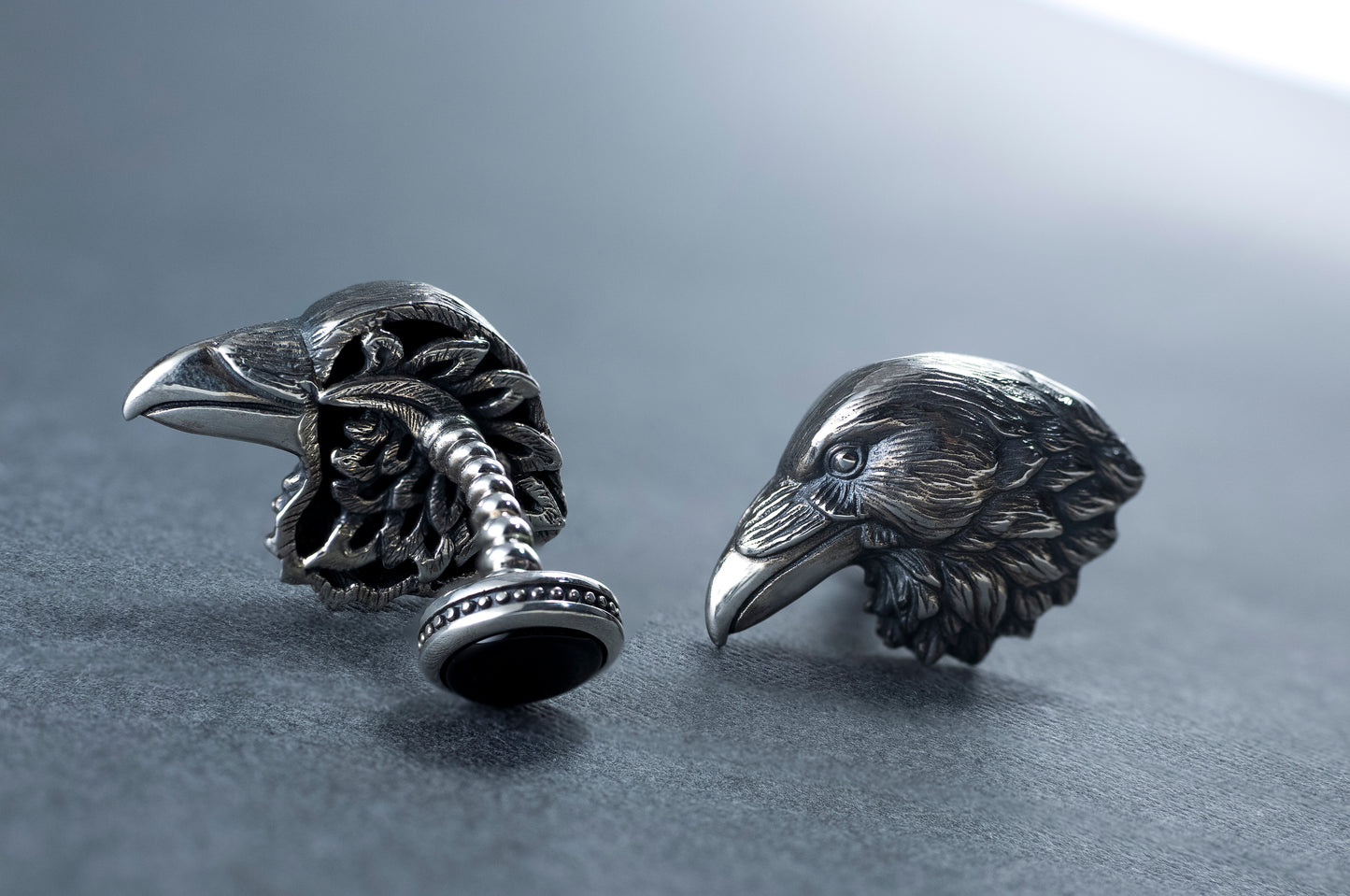 Oxidized Sterling Silver Raven Cufflinks