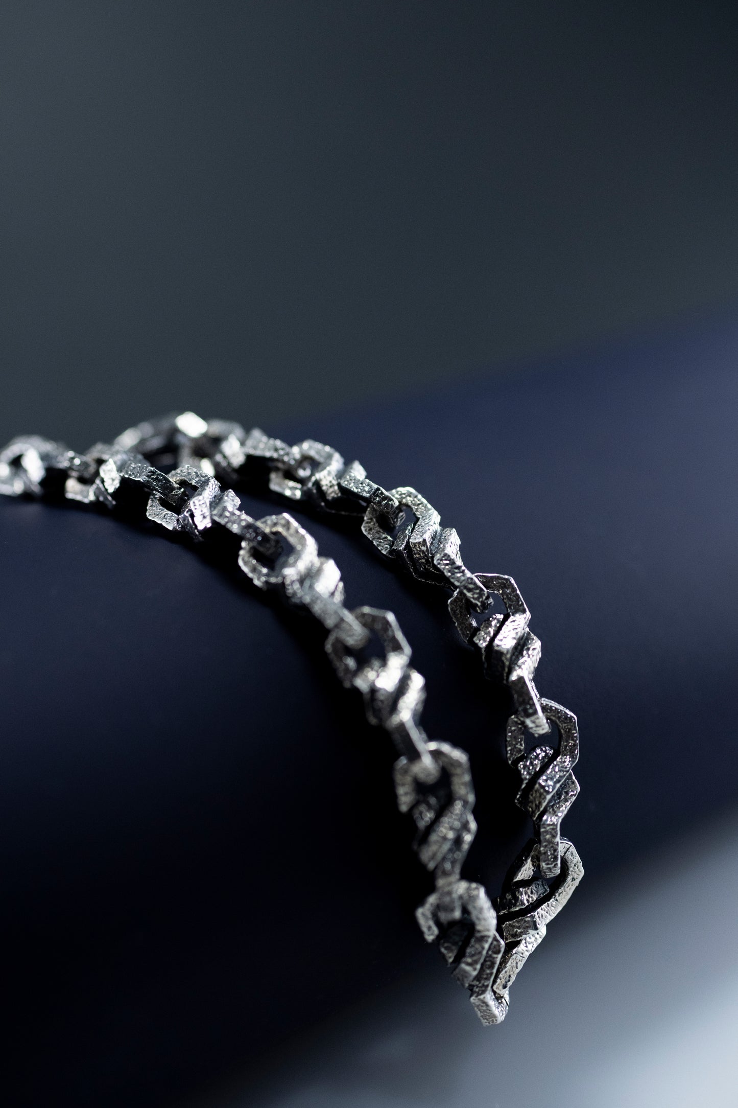 Hammered Sterling Silver Chain Bracelet