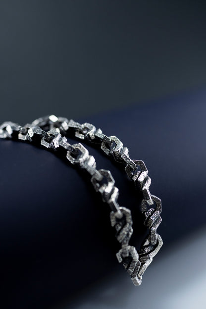 Hammered Sterling Silver Chain Bracelet