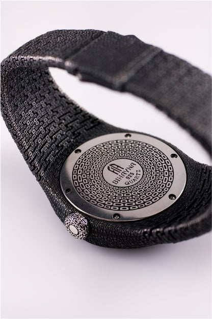Sterling Silver Cuff Watch, Textured Wide Band, Minimalist Statement Jewelry (Quartz or Automatic)