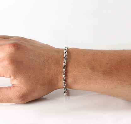 Sterling Silver Anchor Braided Bracelet