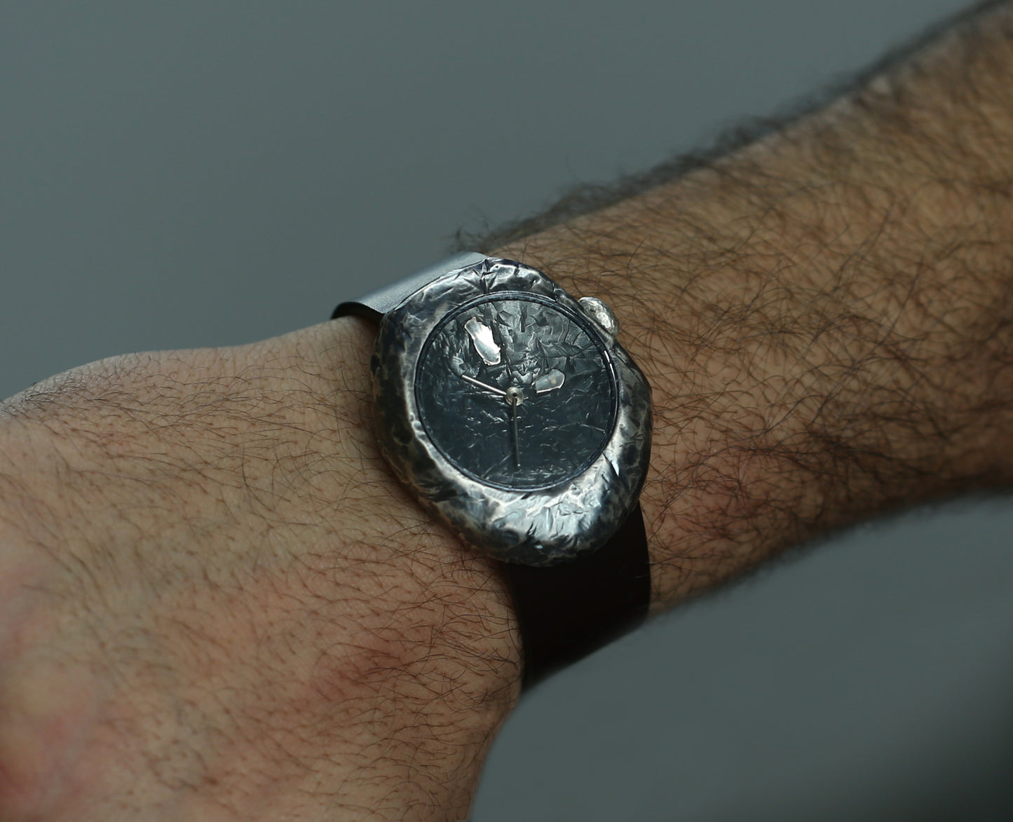 Unisex Stone-Inspired Watch in Blackened 925 Sterling Silver