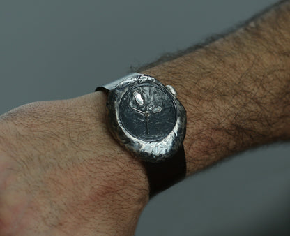 Unisex Stone-Inspired Watch in Blackened 925 Sterling Silver