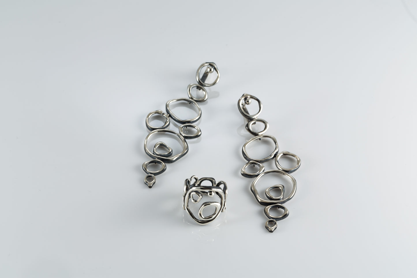 Air Element Earrings, Handmade Geometric Silver Earrings