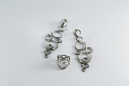 Air Element Earrings, Handmade Geometric Silver Earrings