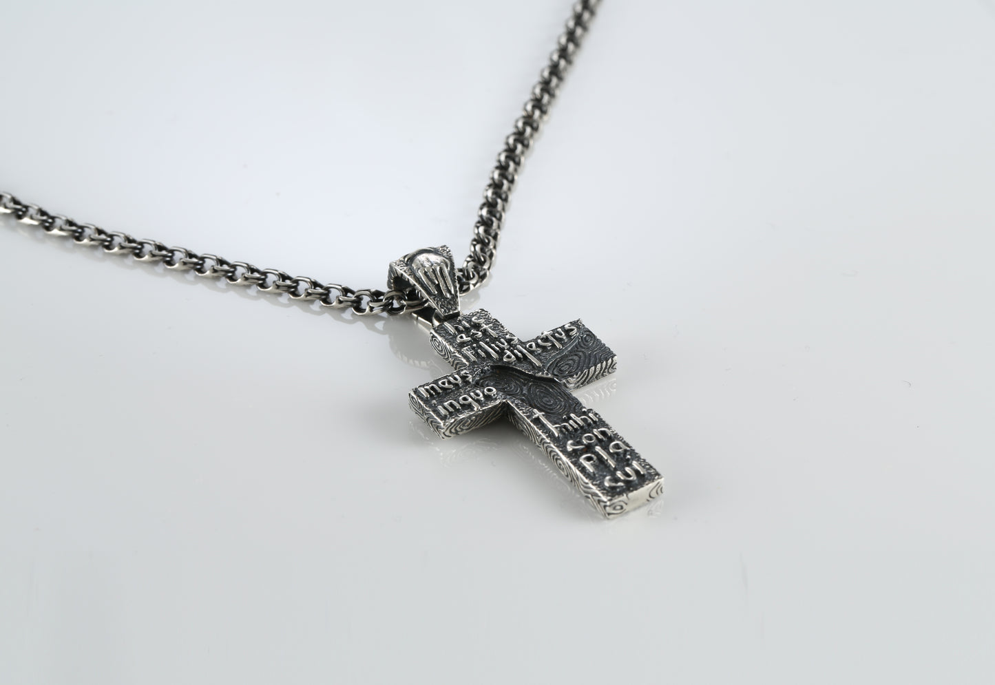 Handmade Sterling Silver Cross Pendant Necklace "Prayer"