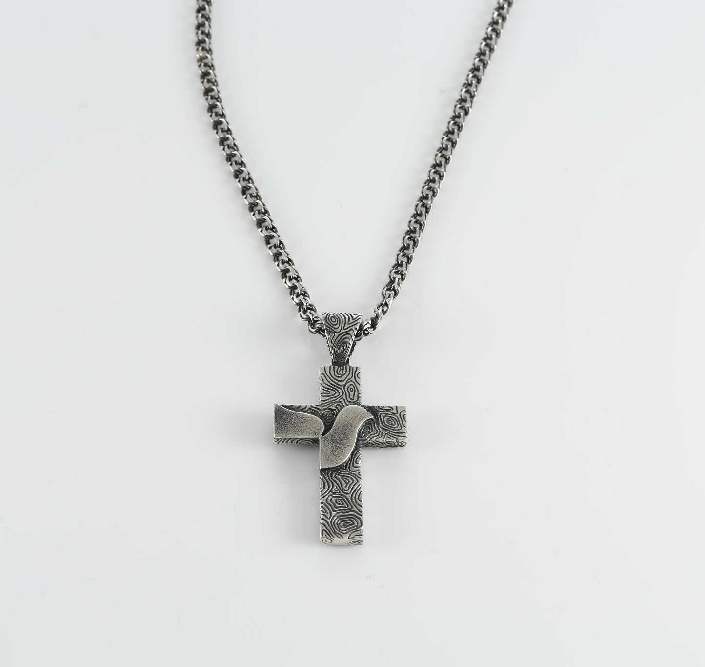 Handmade Sterling Silver Cross Pendant Necklace "Prayer"