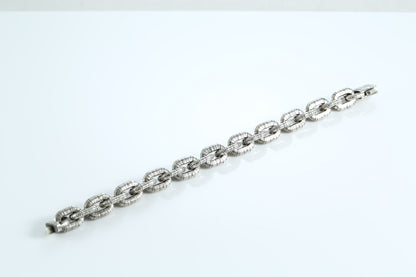 Sterling silver bracelet with textured links and anchor