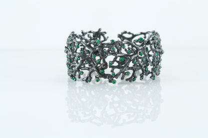 Green Gemstone Branch Cuff Bracelet