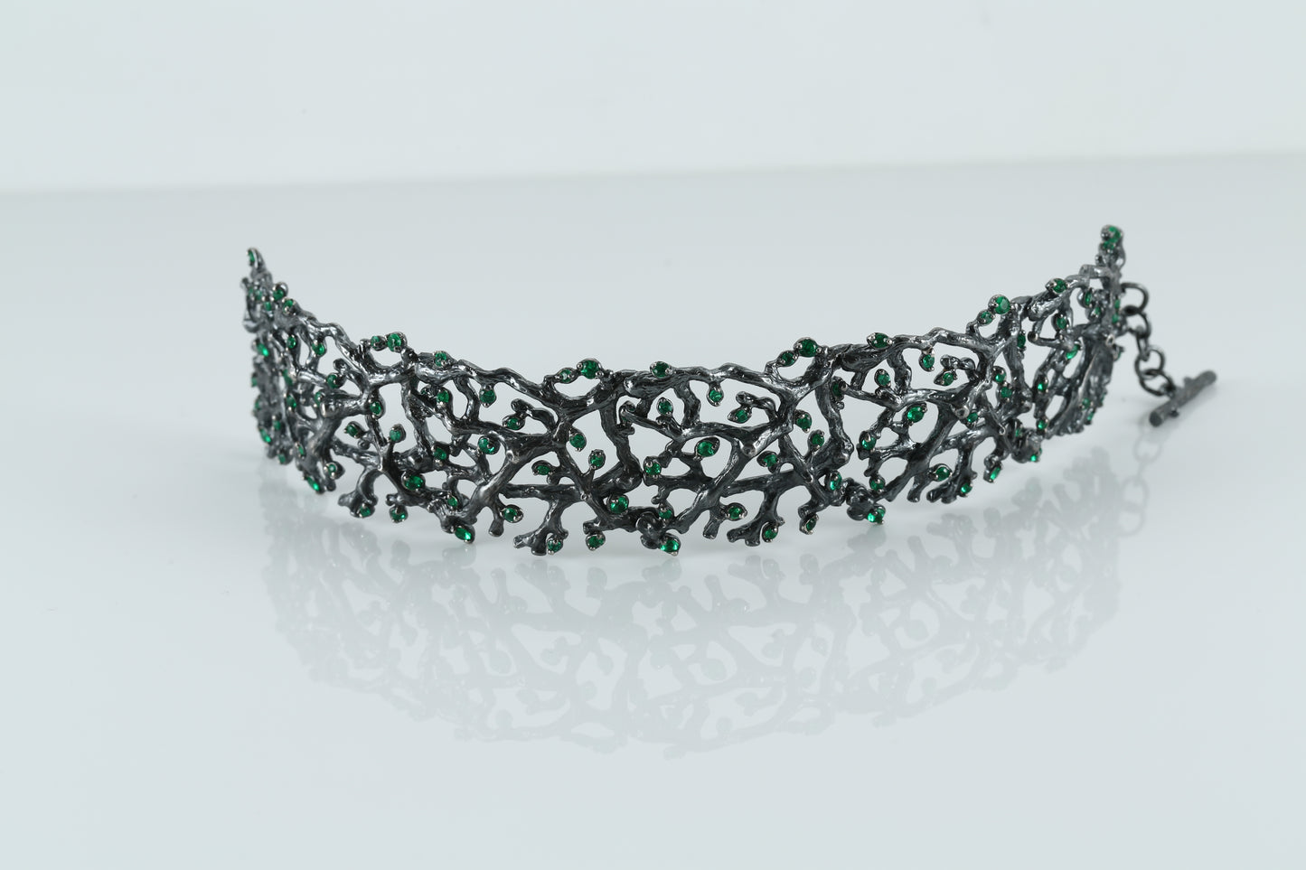 Green Gemstone Branch Cuff Bracelet