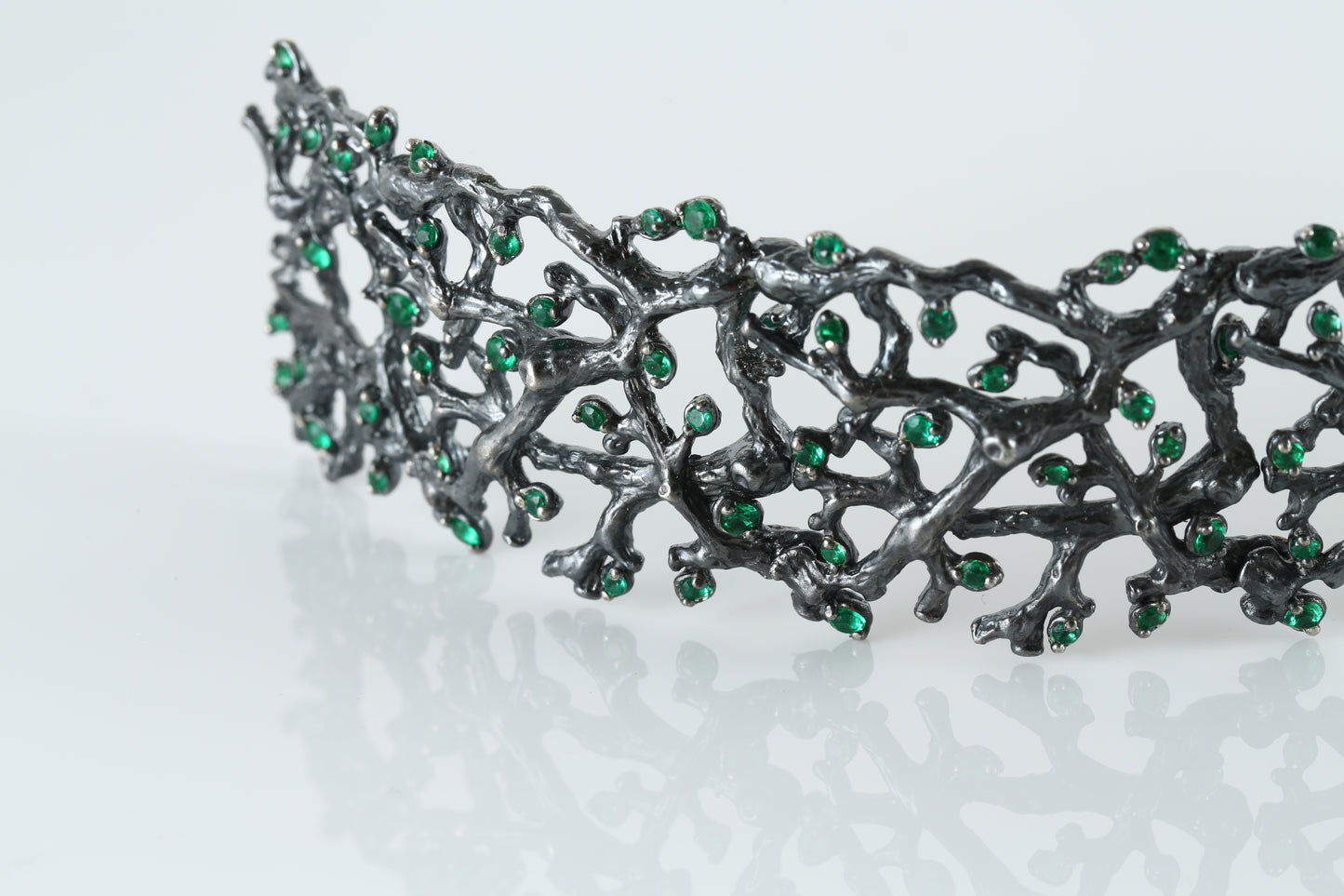 Green Gemstone Branch Cuff Bracelet