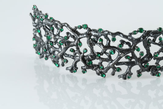 Green Gemstone Branch Cuff Bracelet