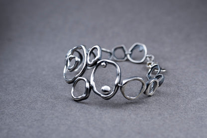 Air Element Bracelet, Handmade Geometric Silver Bracelet
