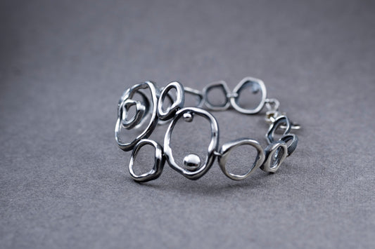 Air Element Bracelet, Handmade Geometric Silver Bracelet