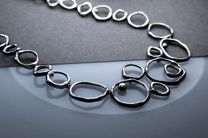 Air Element Necklace, Handmade Geometric Silver  Necklace