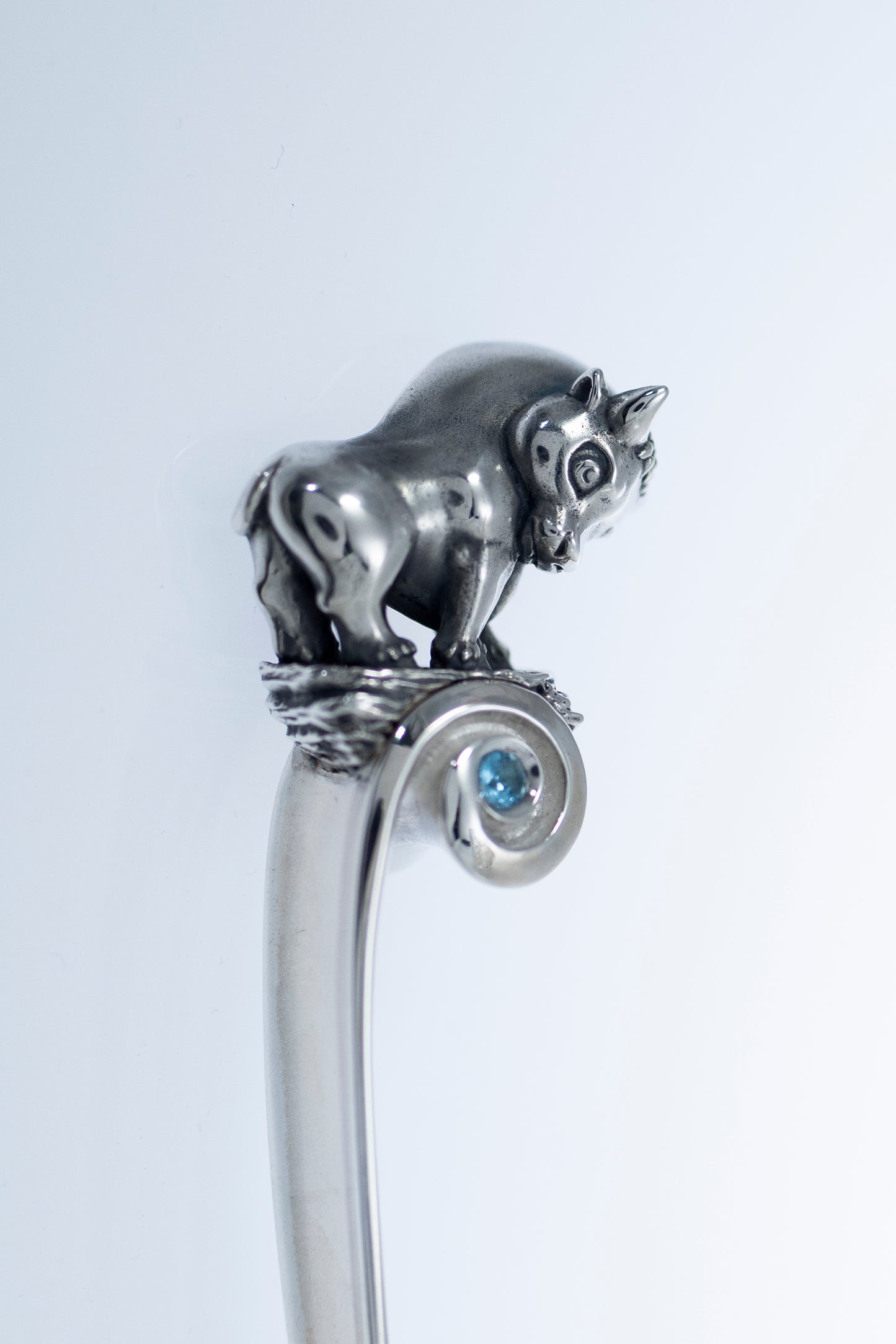 Handmade Sterling Silver Baby Spoon with Bull