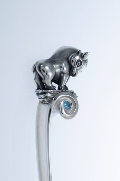 Handmade Sterling Silver Baby Spoon with Bull