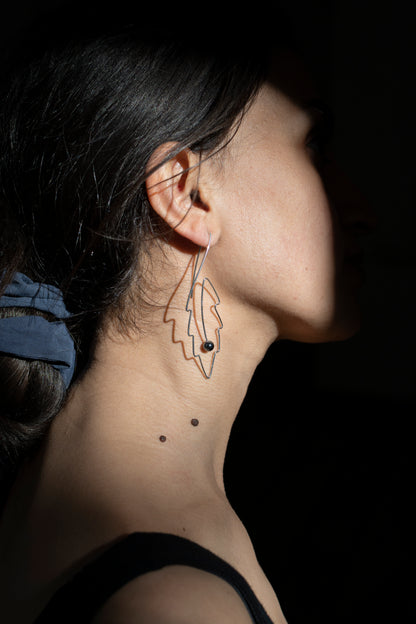 Sterling Silver Leaf Earrings – Minimalist Wire Jewelry