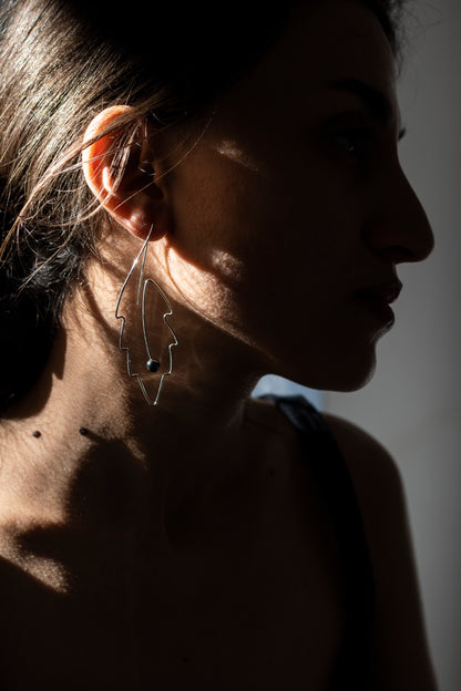 Sterling Silver Leaf Earrings – Minimalist Wire Jewelry