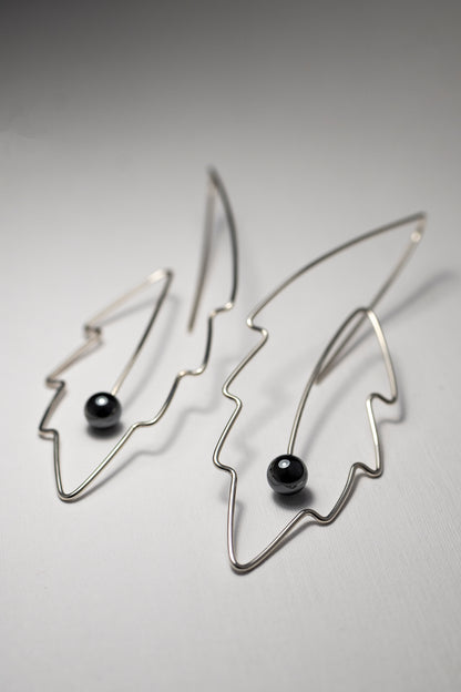 Sterling Silver Leaf Earrings – Minimalist Wire Jewelry