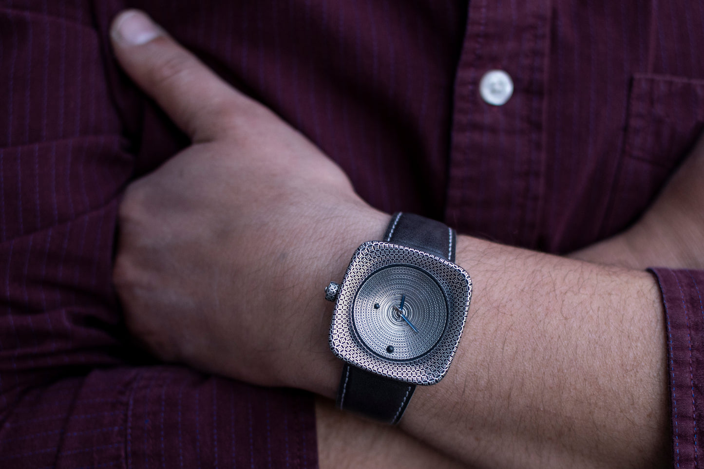 Astronomical wristwatch made of 925 sterling silver.