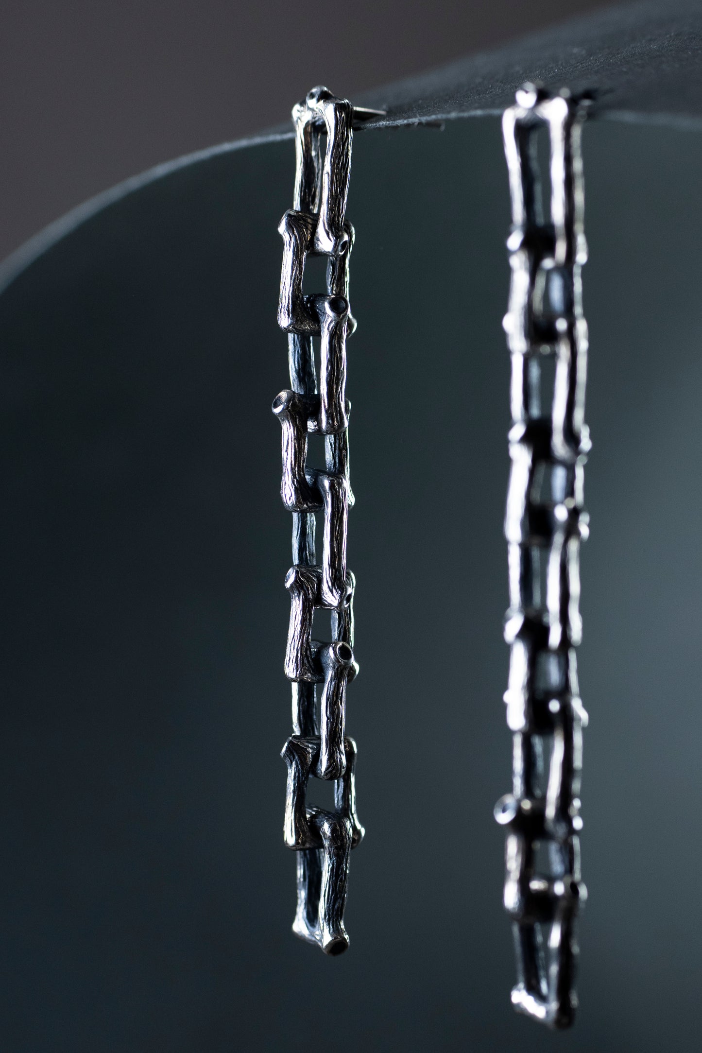 Sterling silver branch chain earrings