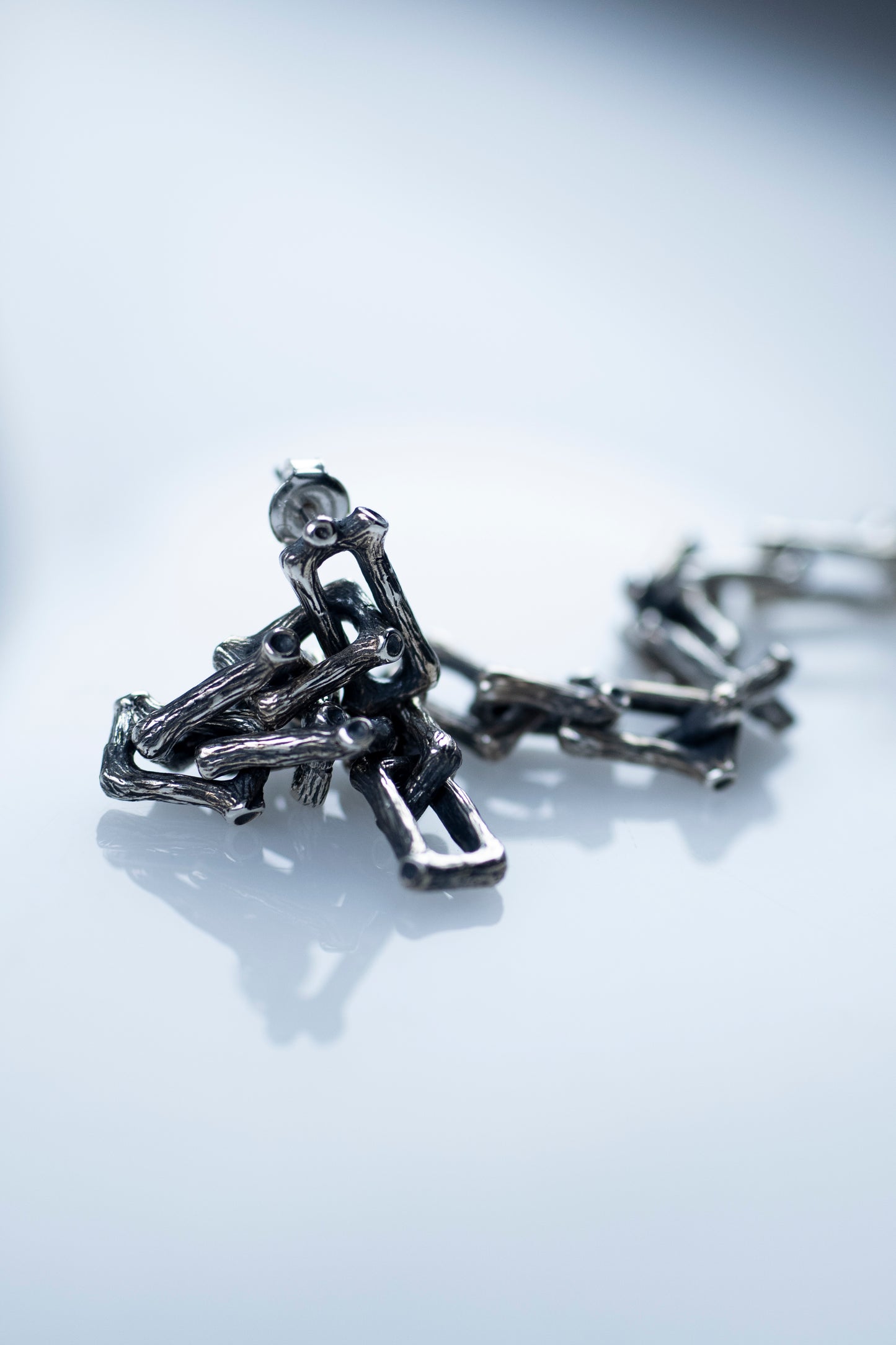 Sterling silver branch chain earrings