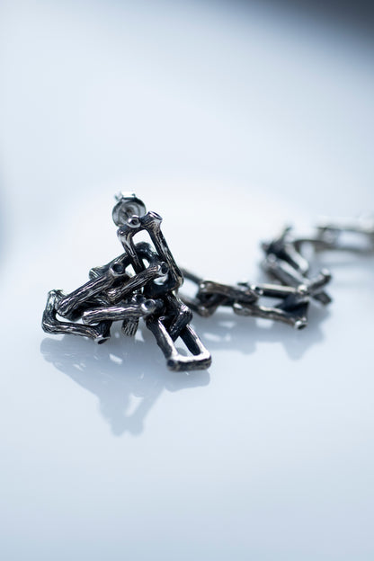 Sterling silver branch chain earrings