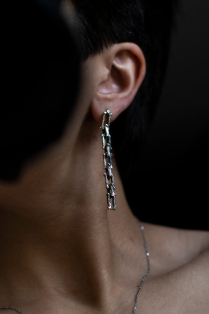 Sterling silver branch chain earrings
