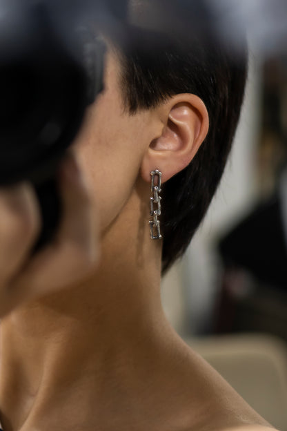 Sterling silver branch chain earrings