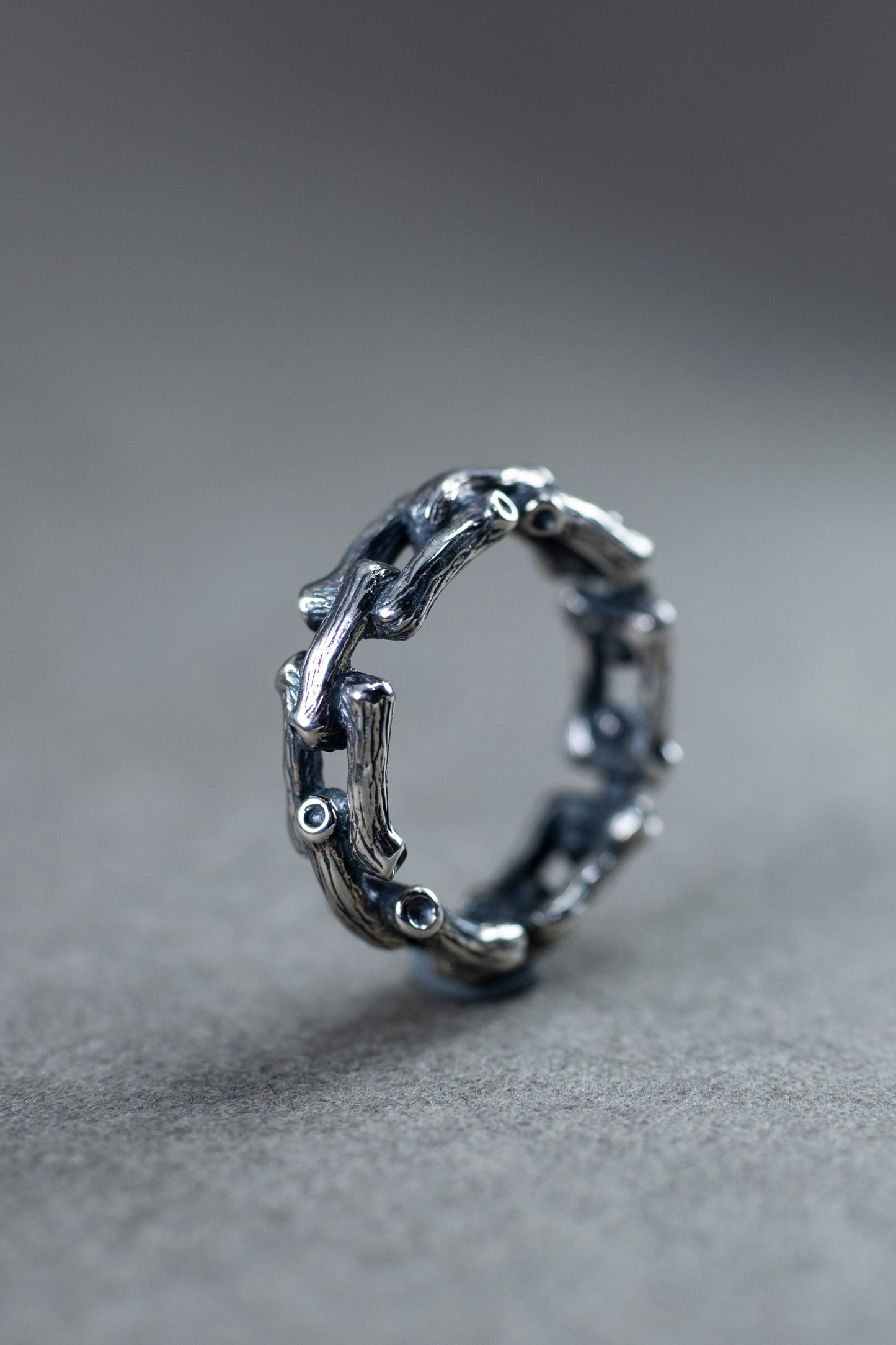 Sterling silver branch chain ring