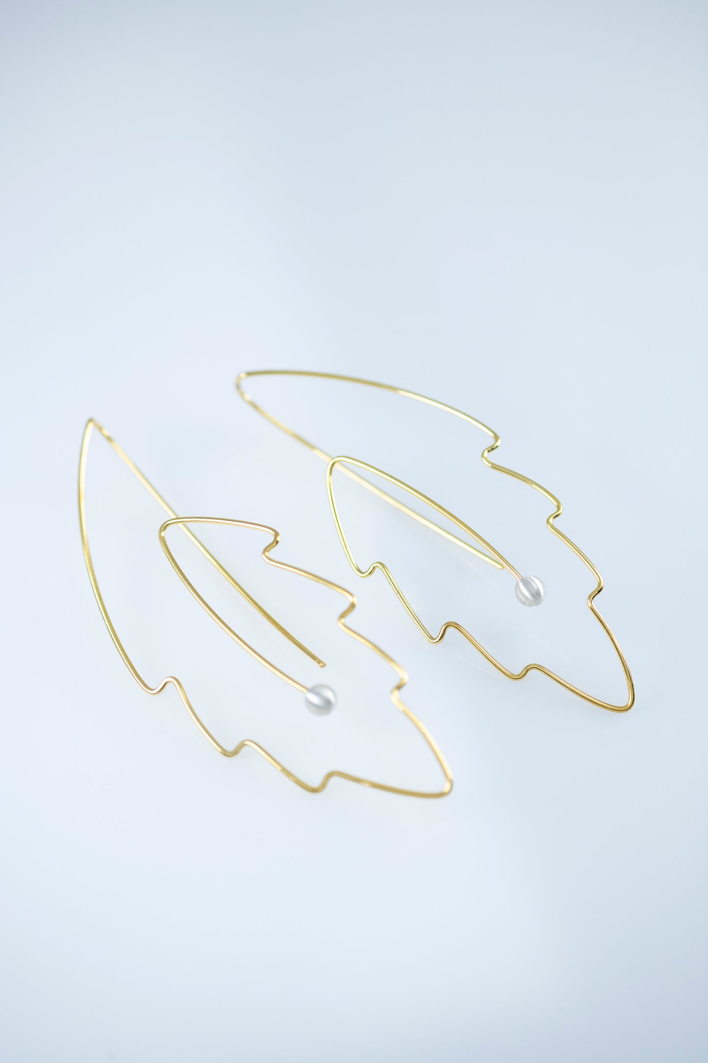 Sterling Silver Leaf Earrings – Minimalist Wire Jewelry