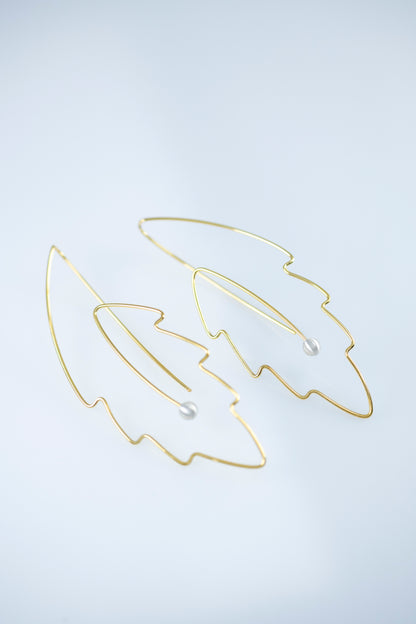 Sterling Silver Leaf Earrings – Minimalist Wire Jewelry