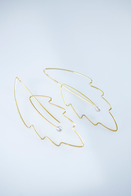Sterling Silver Leaf Earrings – Minimalist Wire Jewelry