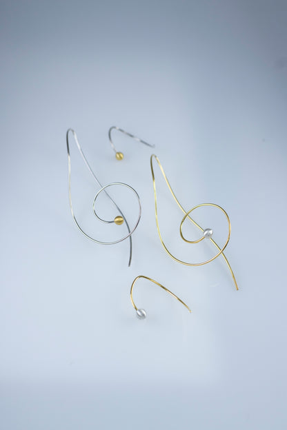 Sterling Silver Earrings Bass Clef And A Treble Clef